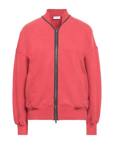 Shop Brunello Cucinelli Woman Sweatshirt Red Size S Cotton, Elastane, Brass