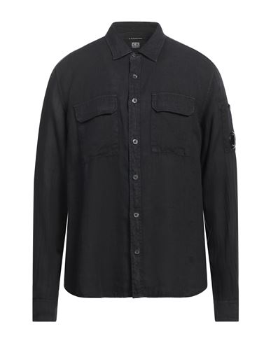C.p. Company Cp Company Organic Gabardine Buttoned Lens Shirt In Black