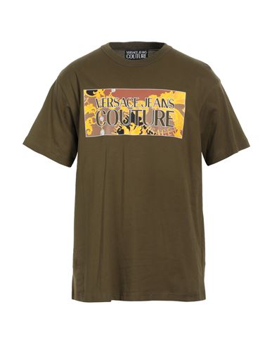 Shop Versace Jeans Couture Man T-shirt Military Green Size Xs Cotton