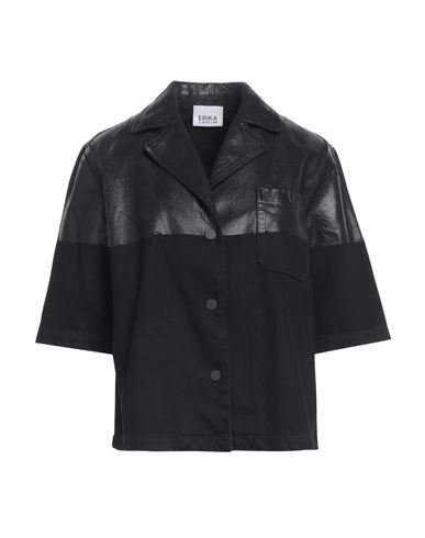 Erika Cavallini Woman Denim Shirt Black Size 6 Cotton