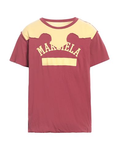 Shop Maison Margiela Man T-shirt Burgundy Size Xl Cotton In Red