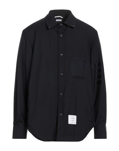 Shop Thom Browne Man Shirt Navy Blue Size 2 Wool