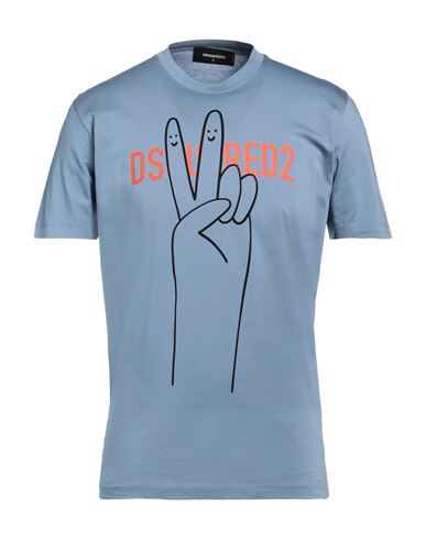Dsquared2 Man T-shirt Pastel Blue Size L Cotton In Blue