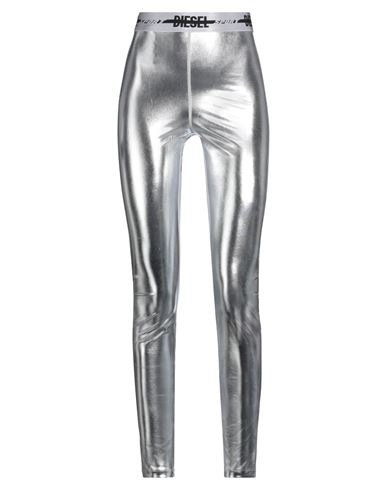 Diesel Woman Leggings Silver Size Xl Polyester, Elastane, Polyamide In Gray