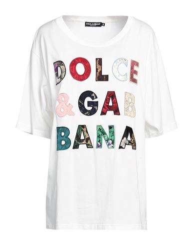 Dolce & Gabbana Woman T-shirt White Size 8 Cotton, Viscose, Polyester, Polyamide, Silk