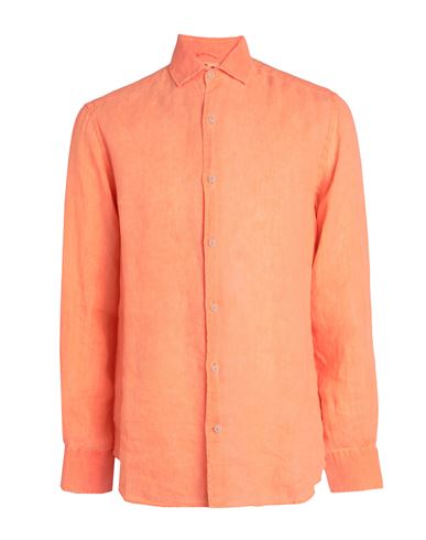 Shop Mc2 Saint Barth Pamplona Man Shirt Orange Size L Linen