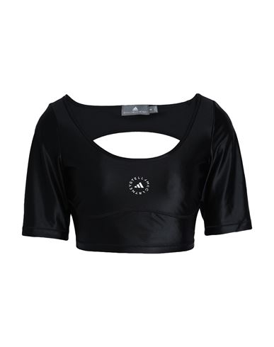 Adidas By Stella Mccartney Asmc Crop Top Woman Top Black Size L Recycled Polyamide, Elastane