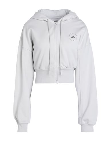 Adidas By Stella Mccartney Asmc Cropped Hoodie Woman Sweatshirt Light Grey Size L Organic Cotton