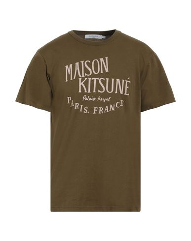 Shop Maison Kitsuné Man T-shirt Military Green Size L Cotton