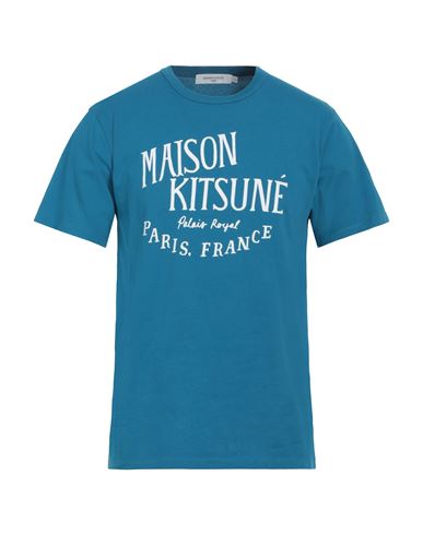 Shop Maison Kitsuné Man T-shirt Azure Size L Cotton In Blue