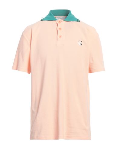 Shop Kitsuné Man Polo Shirt Apricot Size Xxl Cotton In Orange