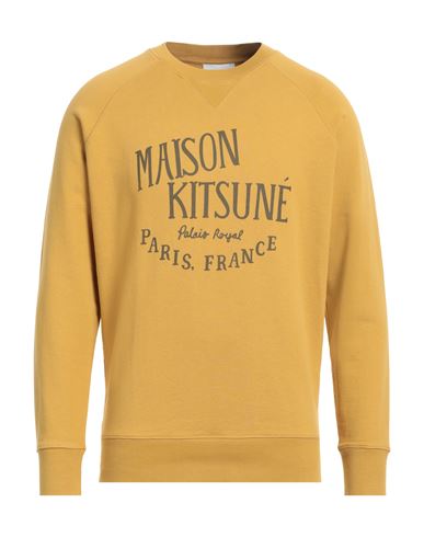 Shop Maison Kitsuné Man Sweatshirt Mustard Size L Cotton In Yellow