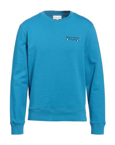 Shop Maison Kitsuné Man Sweatshirt Azure Size L Cotton In Blue