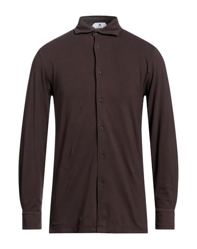 Shop Kired Man Shirt Dark Brown Size 36 Cotton, Elastane