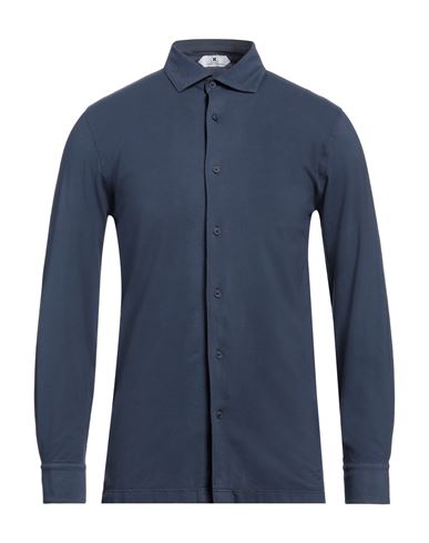 Kired Man Shirt Navy Blue Size 36 Cotton, Elastane
