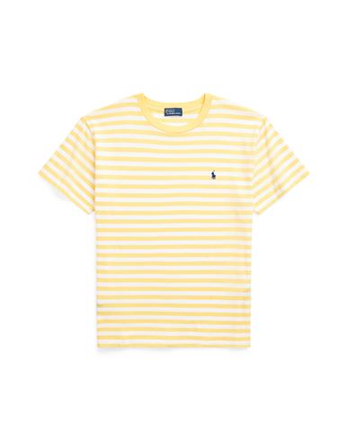 Shop Polo Ralph Lauren Striped Organic Cotton Crewneck Tee Woman T-shirt Yellow Size L Cotton