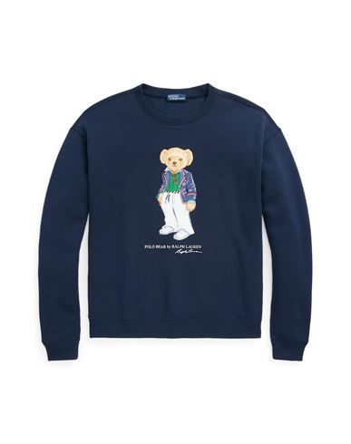 Shop Polo Ralph Lauren Polo Bear Fleece Sweatshirt Woman Sweatshirt Navy Blue Size L Cotton, Recycled Pol