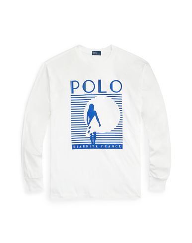 Shop Polo Ralph Lauren Graphic Logo Long-sleeve Tee Woman T-shirt White Size L Cotton
