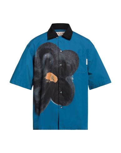 Marni Man Shirt Azure Size 44 Cotton In Blue