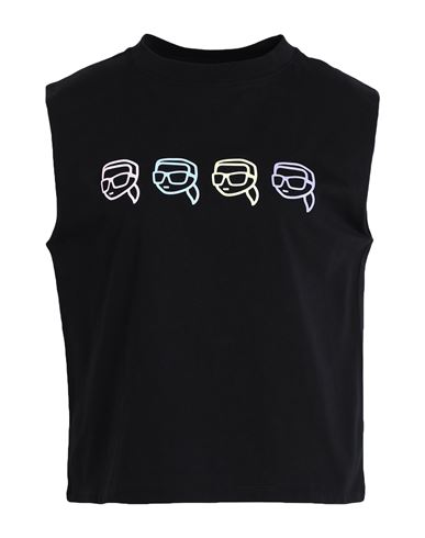 Karl Lagerfeld Ikonik 2.0 Outline Tank Woman T-shirt Black Size L Organic Cotton