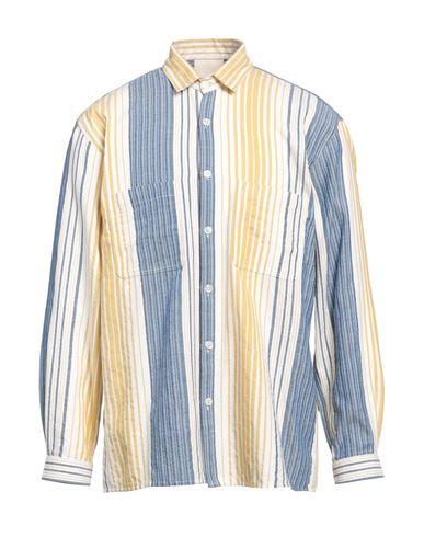 Marrakshi Life Man Shirt Ocher Size M Cotton, Polyester In Yellow