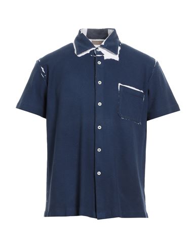 Cruciani Man Shirt Navy Blue Size 38 Cotton