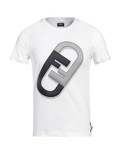 Fendi Man T-shirt White Size L Cotton, Polyester