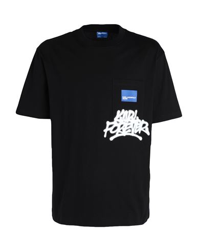 Shop Karl Lagerfeld Jeans Klj Pocket Graffiti Tee Man T-shirt Black Size Xl Organic Cotton