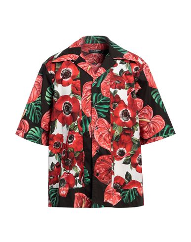 Dolce & Gabbana Man Shirt Red Size 16 Cotton, Elastane