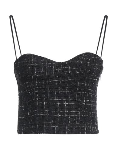 Shop Rochas Woman Top Black Size 6 Polyester, Acrylic, Cotton, Metal