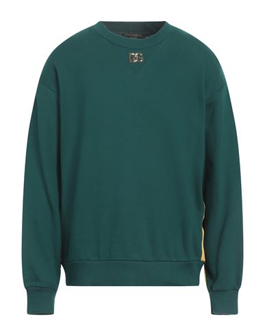 Dolce & Gabbana Man Sweatshirt Dark Green Size 44 Cotton, Polyester, Elastane, Brass