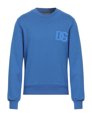 Dolce & Gabbana Man Sweatshirt Blue Size 46 Cotton, Elastane, Viscose