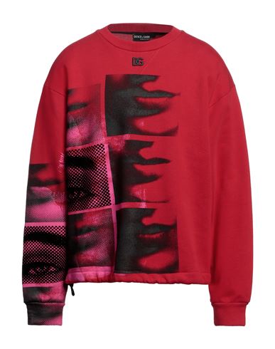 Shop Dolce & Gabbana Man Sweatshirt Red Size 46 Cotton, Polyester, Elastane, Brass, Polyamide