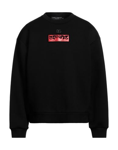 Shop Dolce & Gabbana Man Sweatshirt Black Size 46 Cotton, Polyurethane, Polyester, Brass