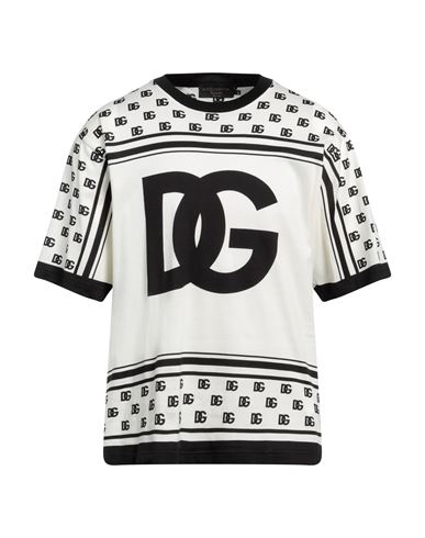 Dolce & Gabbana Man T-shirt Cream Size 40 Cotton In White