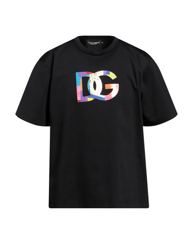 Dolce & Gabbana Man T-shirt Black Size 46 Cotton, Polyamide, Elastane, Polyurethane