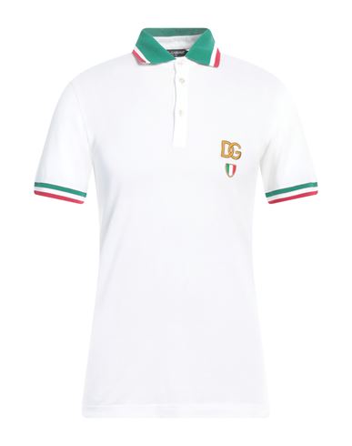 Dolce & Gabbana Man Polo Shirt White Size 46 Cotton, Viscose, Polyester