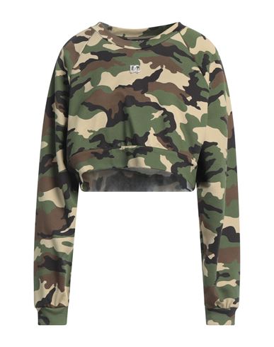 Dolce & Gabbana Woman Sweatshirt Military Green Size 6 Cotton, Brass, Crystal