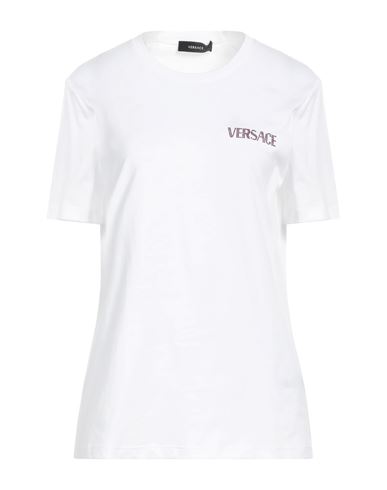 Versace Woman T-shirt White Size 8 Cotton, Glass