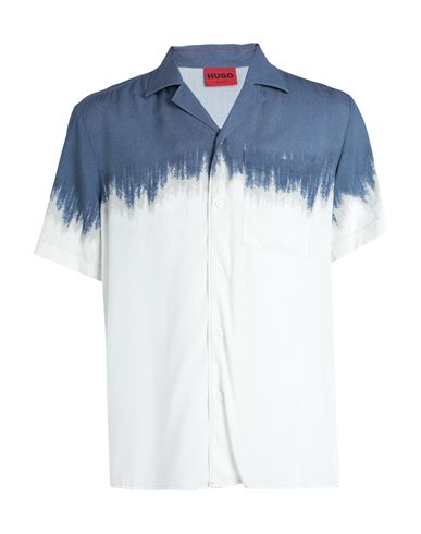 Shop Hugo Man Shirt Slate Blue Size L Viscose