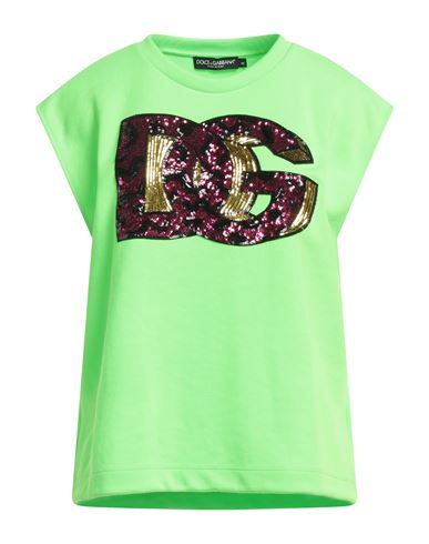 Dolce & Gabbana Woman T-shirt Acid Green Size M Polyester, Viscose, Polyamide