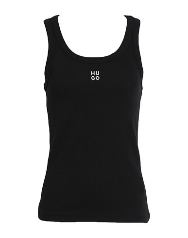 Hugo Boss Hugo Woman Tank Top Black Size Xl Cotton, Recycled Polyester, Elastane In Black