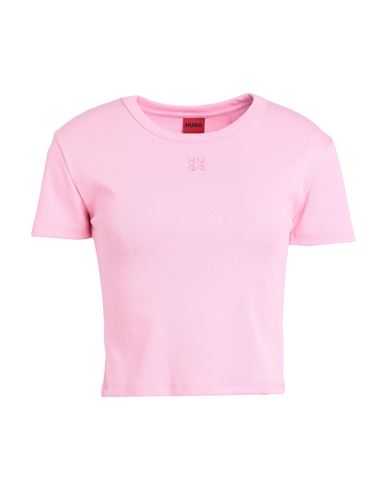 Shop Hugo Woman T-shirt Pink Size Xl Cotton, Recycled Polyester, Elastane