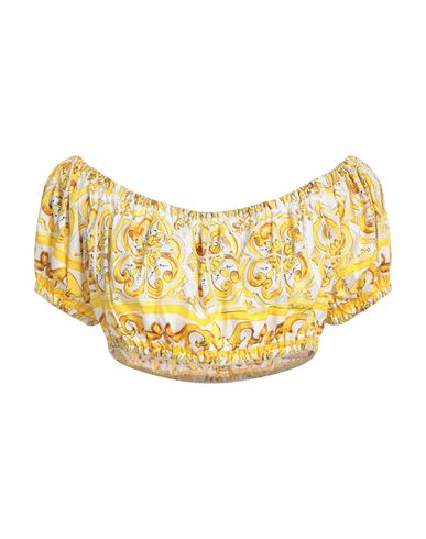 Dolce & Gabbana Woman Top Yellow Size 8 Cotton In Yellow
