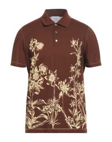 Ferragamo Man Polo Shirt Brown Size Xl Cotton