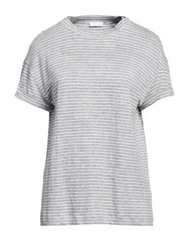 Shop Brunello Cucinelli Woman T-shirt Grey Size L Linen, Elastane