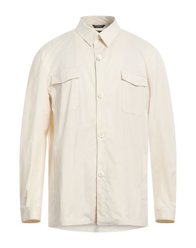 Tombolini Man Shirt Cream Size 46 Cotton, Polyamide, Elastane In White