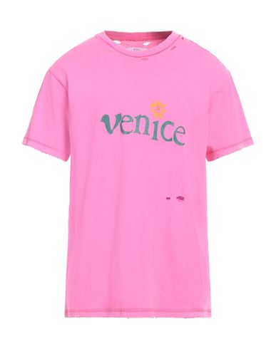 Erl Venice Cotton And Linen Blend T-shirt In Nude & Neutrals