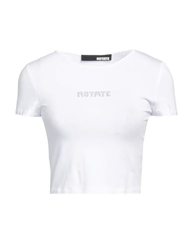 Shop Rotate Birger Christensen Woman T-shirt White Size 6 Organic Cotton, Modal, Elastane