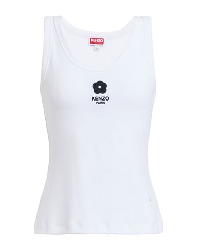 Kenzo Ribbed Knit Tank Top With Spaghetti Straps In White